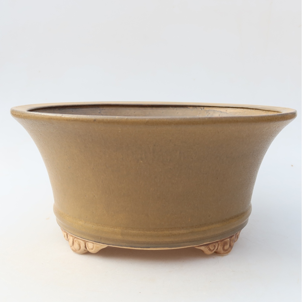 Pot à bonsaï en céramique 24,5 x 24,5 x 11,5 cm, couleur marron