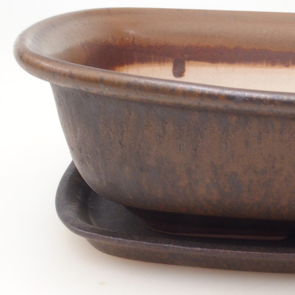 Bol bonsaï + soucoupe H08 - 25 x 19,5 x 6 cm - marron