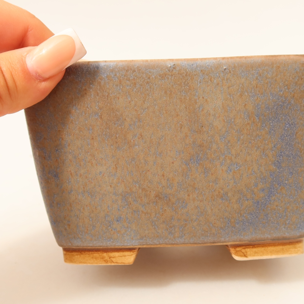 Pot à bonsaï en céramique 13 x 13 x 8 cm, couleur bleue