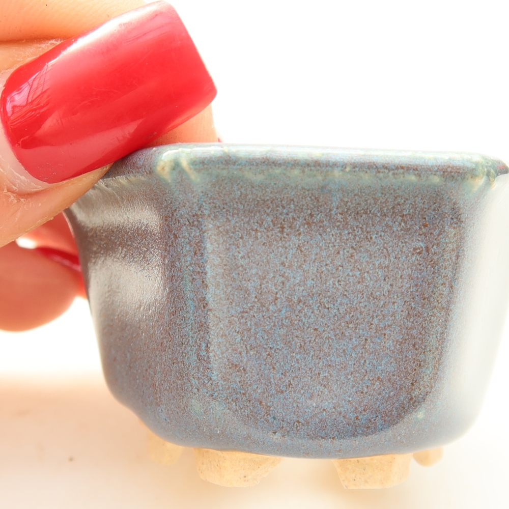Pot à bonsaï en céramique, 5,5 x 5 x 3 cm, couleur grise