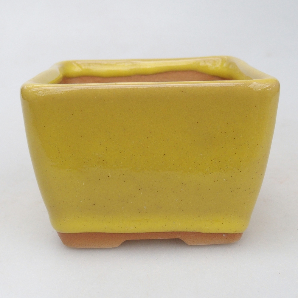 Bol à bonsaï en céramique 8,5 x 8,5 x 6 cm, jaune