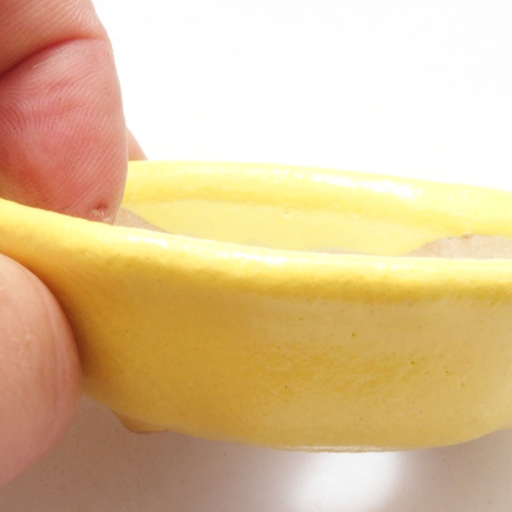 Bol à bonsaï en céramique 7 x 7 x 2 cm, jaune