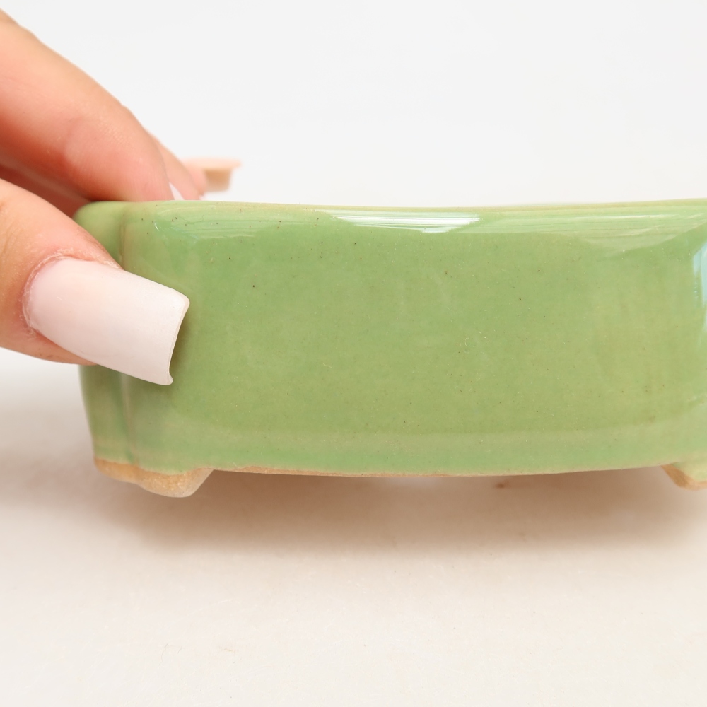 Pot à bonsaï en céramique 10,5 x 8 x 4 cm, couleur verte