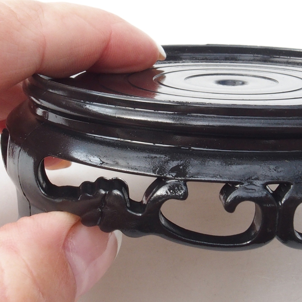 Table de bonsaï en plastique ronde 10 x 10 x 3,5 cm, noire