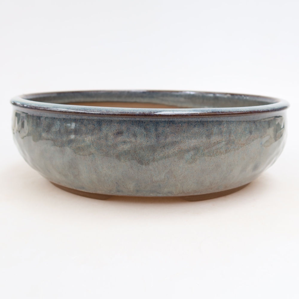 Pot à bonsaï en céramique 22 x 22 x 6 cm, couleur grise