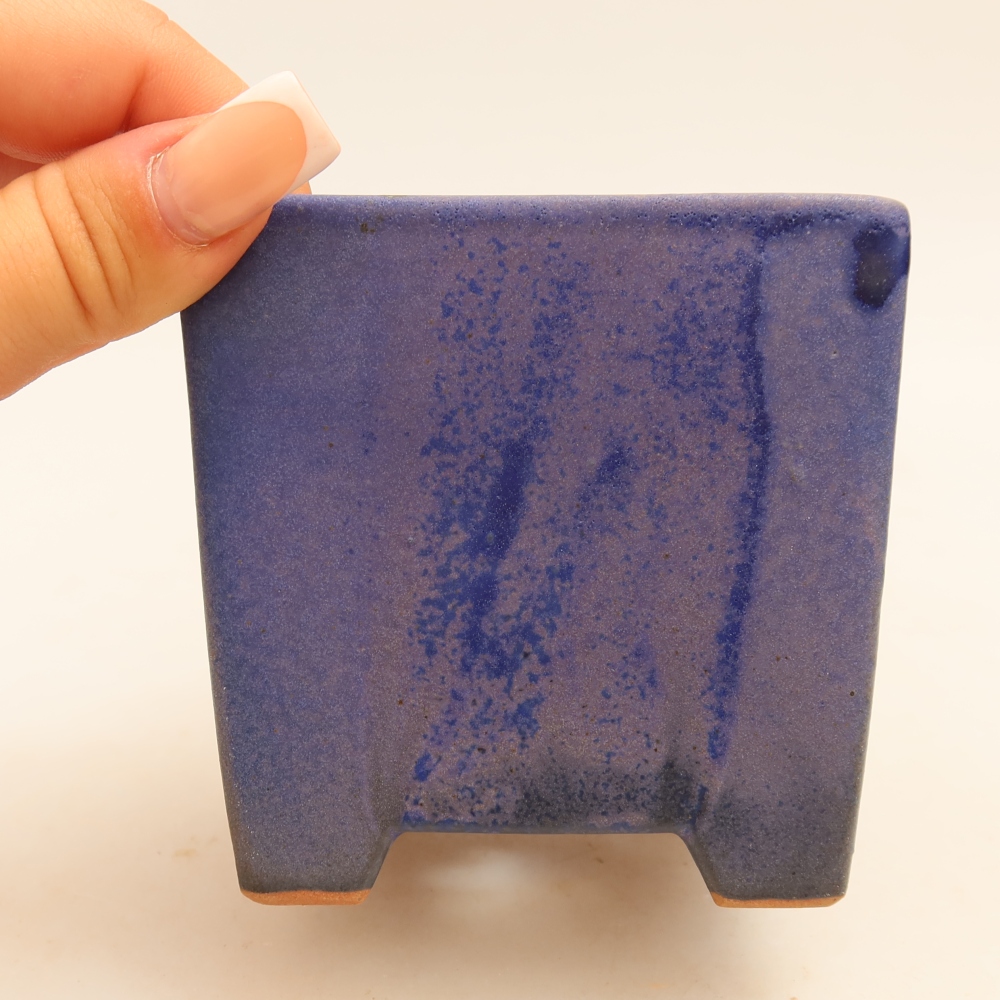 Pot à bonsaï en céramique 9 x 9 x 8,5 cm, couleur bleue