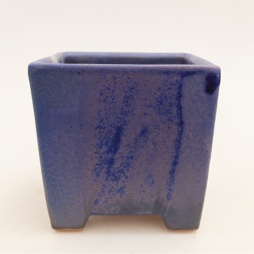 Pot à bonsaï en céramique 9 x 9 x 8,5 cm, couleur bleue