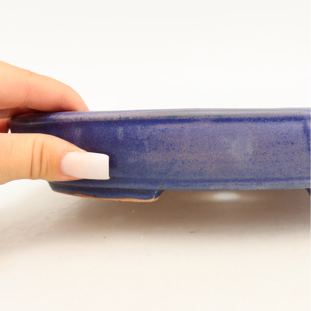 Bol à bonsaï en céramique 24,5 x 20 x 4 cm, couleur bleu