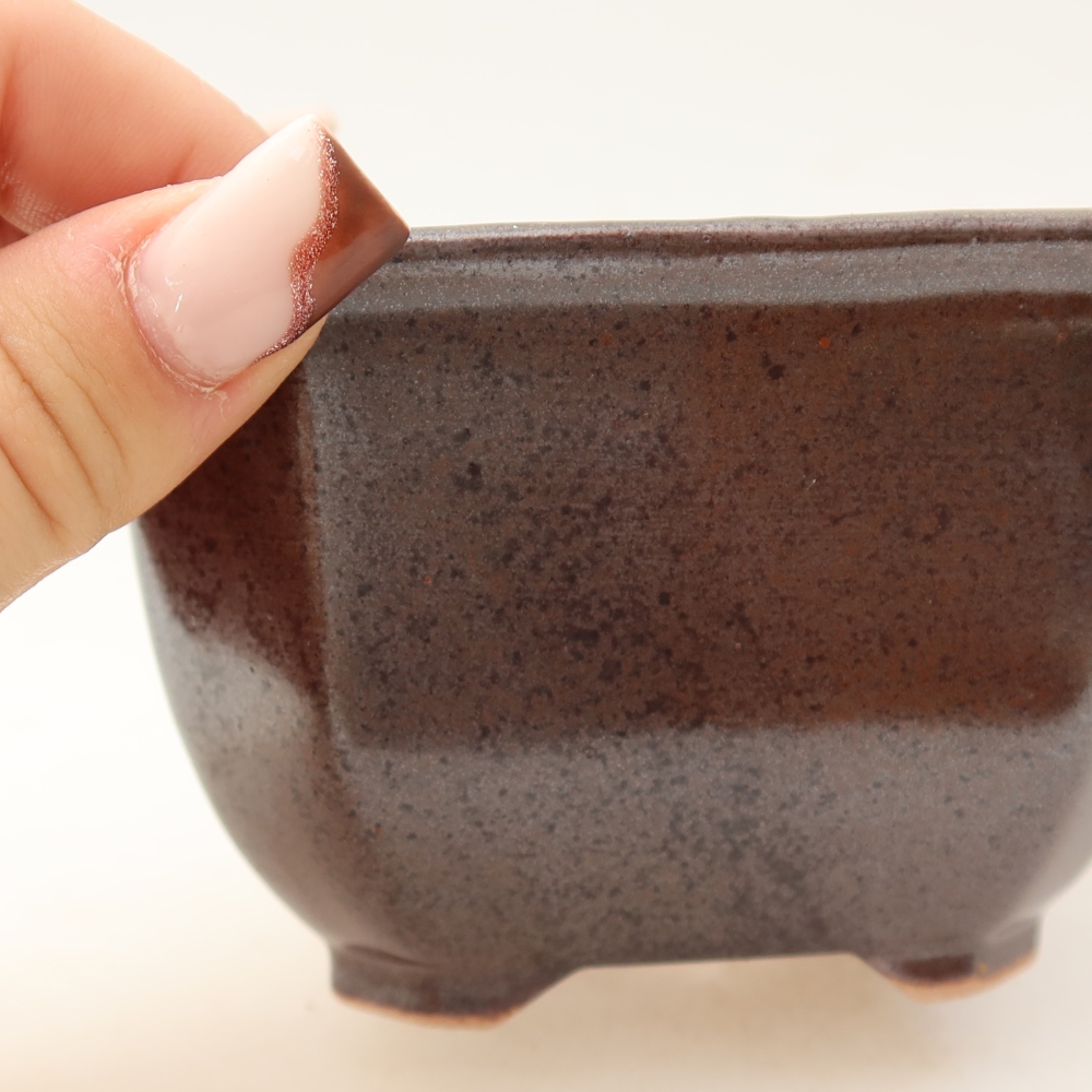 Pot à bonsaï en céramique 10 x 10 x 6,5 cm, couleur marron