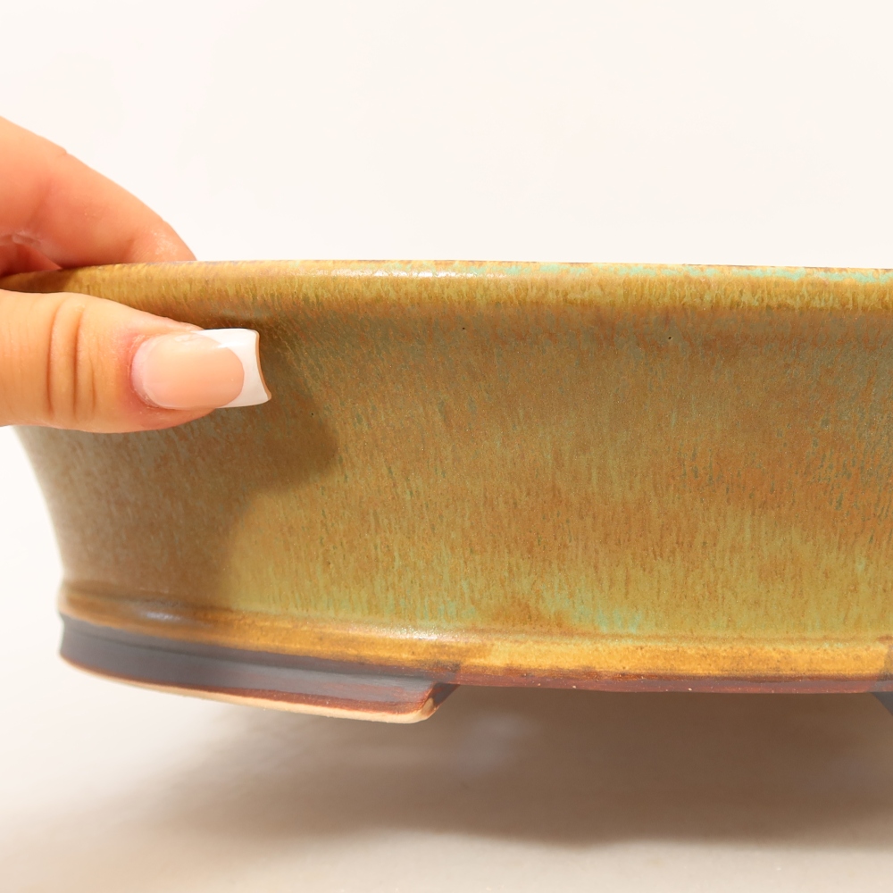 Pot à bonsaï en céramique 31,5 x 28 x 7 cm, couleur bleue
