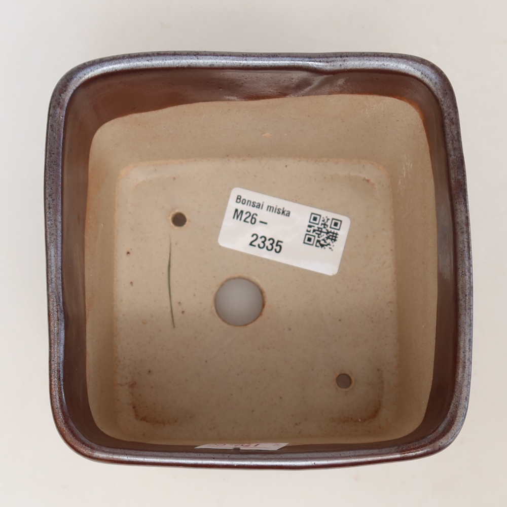 Pot à bonsaï en céramique 10,5 x 10,5 x 8,5 cm, couleur marron
