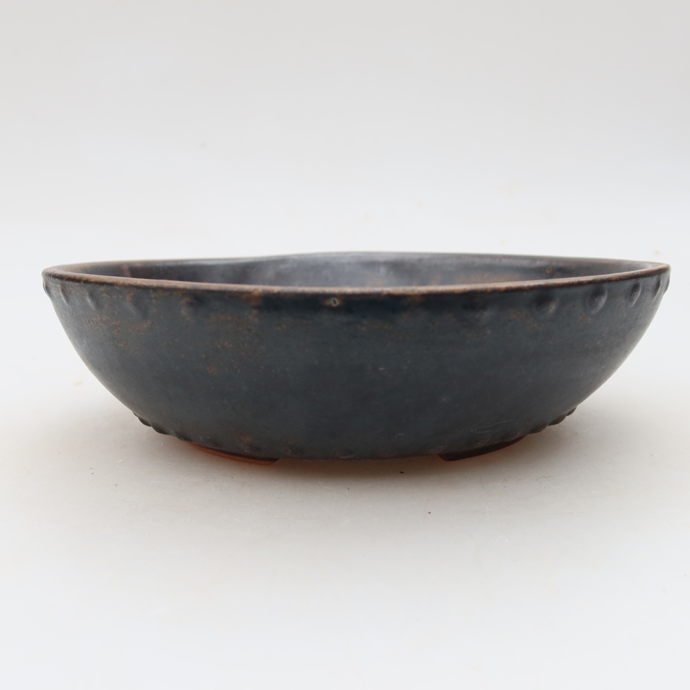 Bol à bonsaï en céramique 17,5 x 17,5 x 5 cm, brun