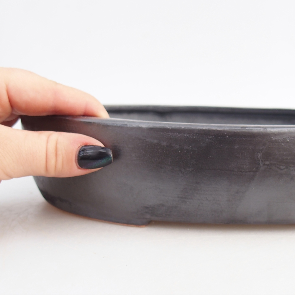 Bol à bonsaï en céramique 27 x 21 x 5,5 cm, couleur métal