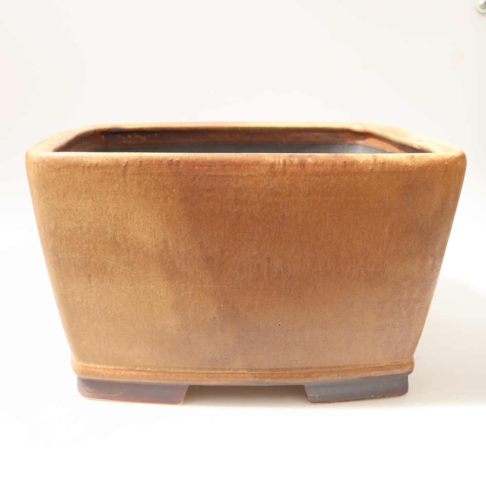 Pot à bonsaï en céramique 26,5 x 26,5 x 15,5 cm, couleur marron