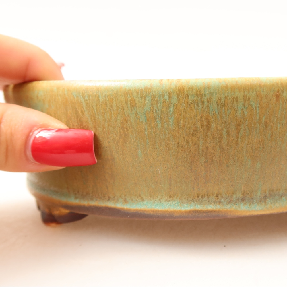 Bol à bonsaï en céramique 15,5 x 15,5 x 5 cm, vert