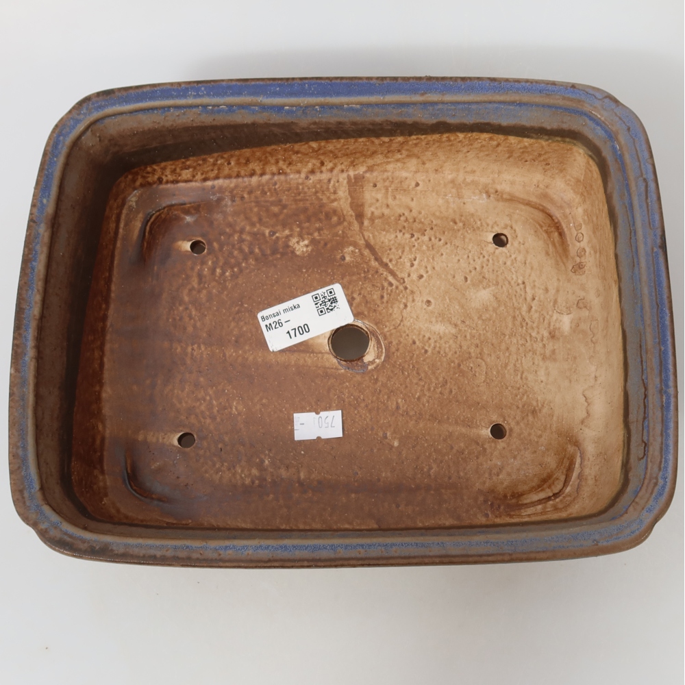 Pot à bonsaï en céramique 25,5 x 20 x 7 cm, couleur bleue