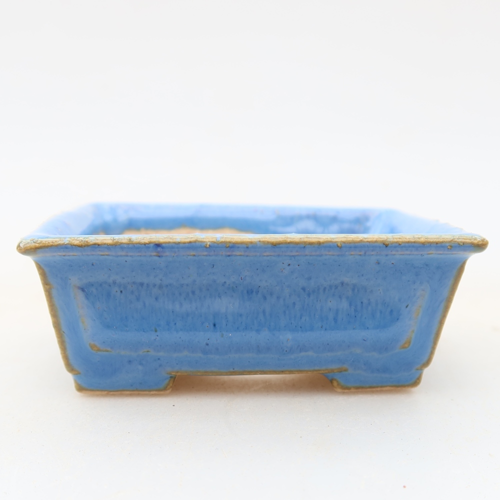 Pot à bonsaï en céramique 6,5 x 6,5 x 2,5 cm, couleur bleue