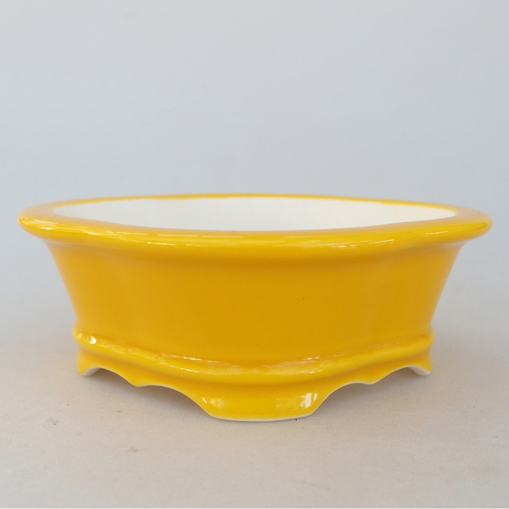 Bol à bonsaï en céramique 13 x 12 x 5 cm, jaune