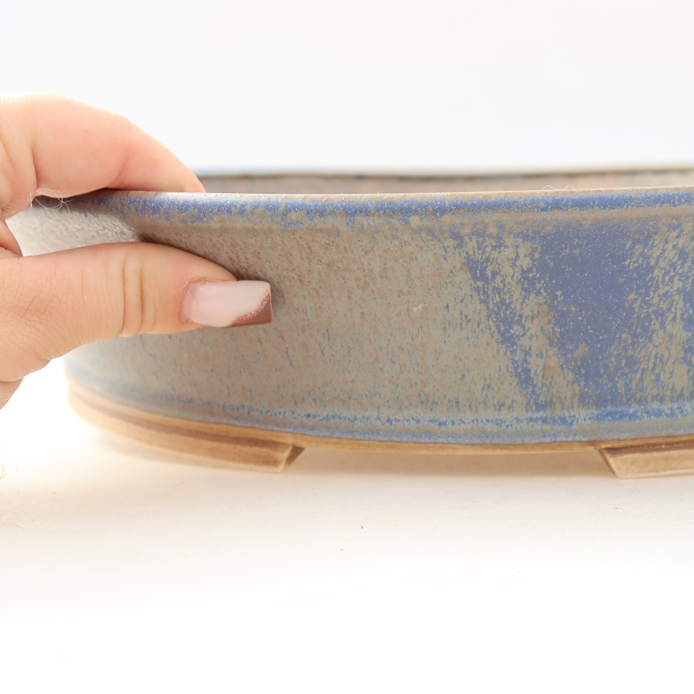 Pot à bonsaï en céramique 31 x 28,5 x 7 cm, couleur bleue