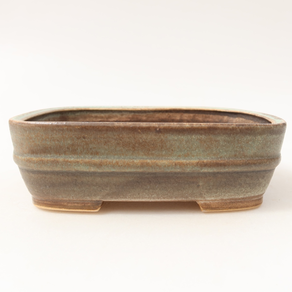 Pot à bonsaï en céramique 14,5 x 11,5 x 4,5 cm, couleur verte