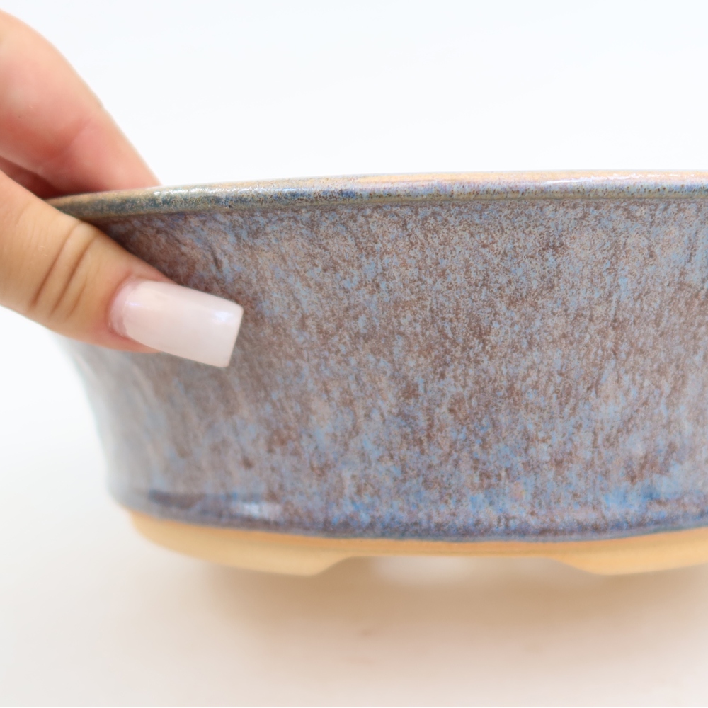 Bol à bonsaï en céramique 24,5 x 24,5 x 7 cm, couleur bleu