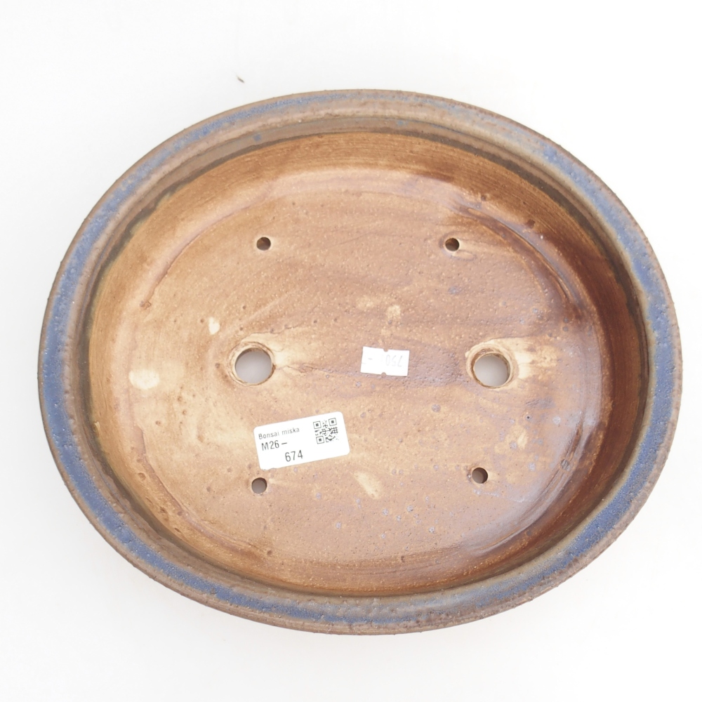 Bol à bonsaï en céramique 26,5 x 24 x 5,5 cm, couleur bleu