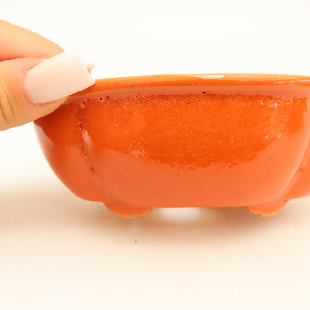 Pot à bonsaï en céramique 12,5 x 10,5 x 4,5 cm, couleur orange