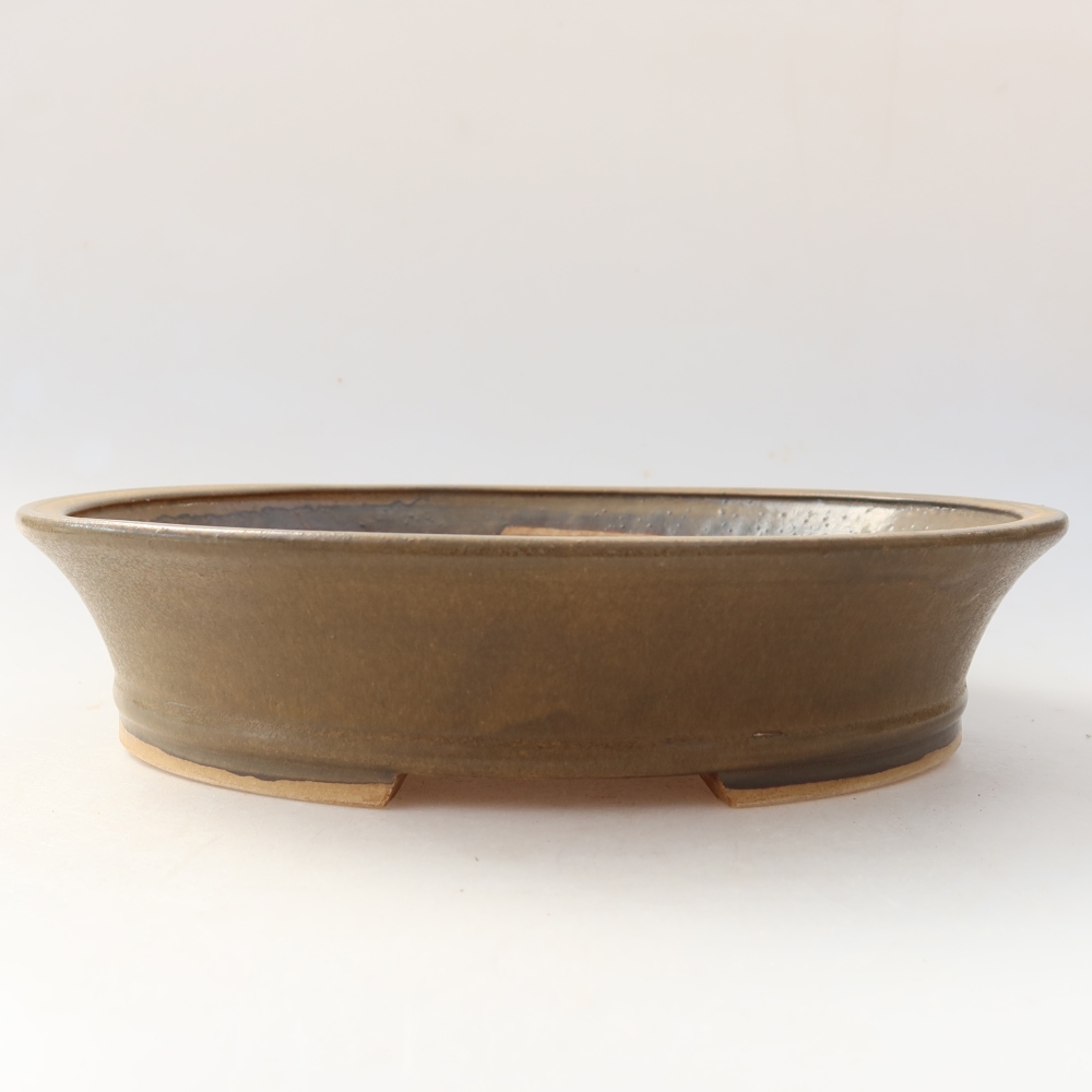Pot à bonsaï en céramique 24 x 21,5 x 5,5 cm, couleur marron
