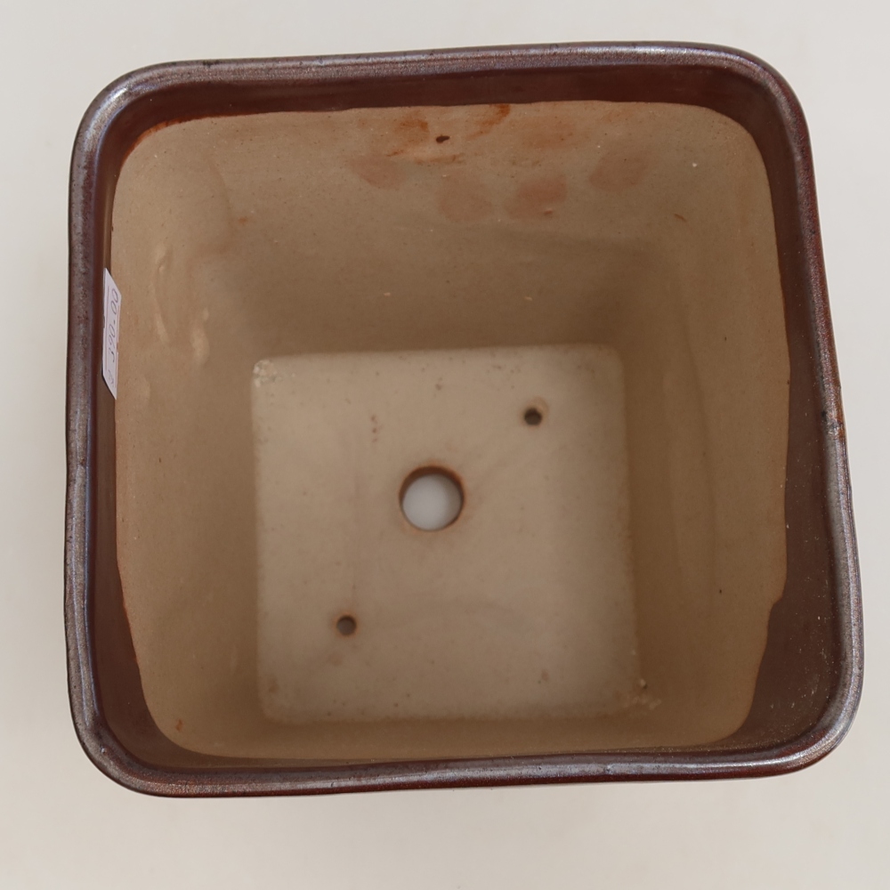 Bol à bonsaï en céramique 13,5 x 13,5 x 15 cm, couleur métal