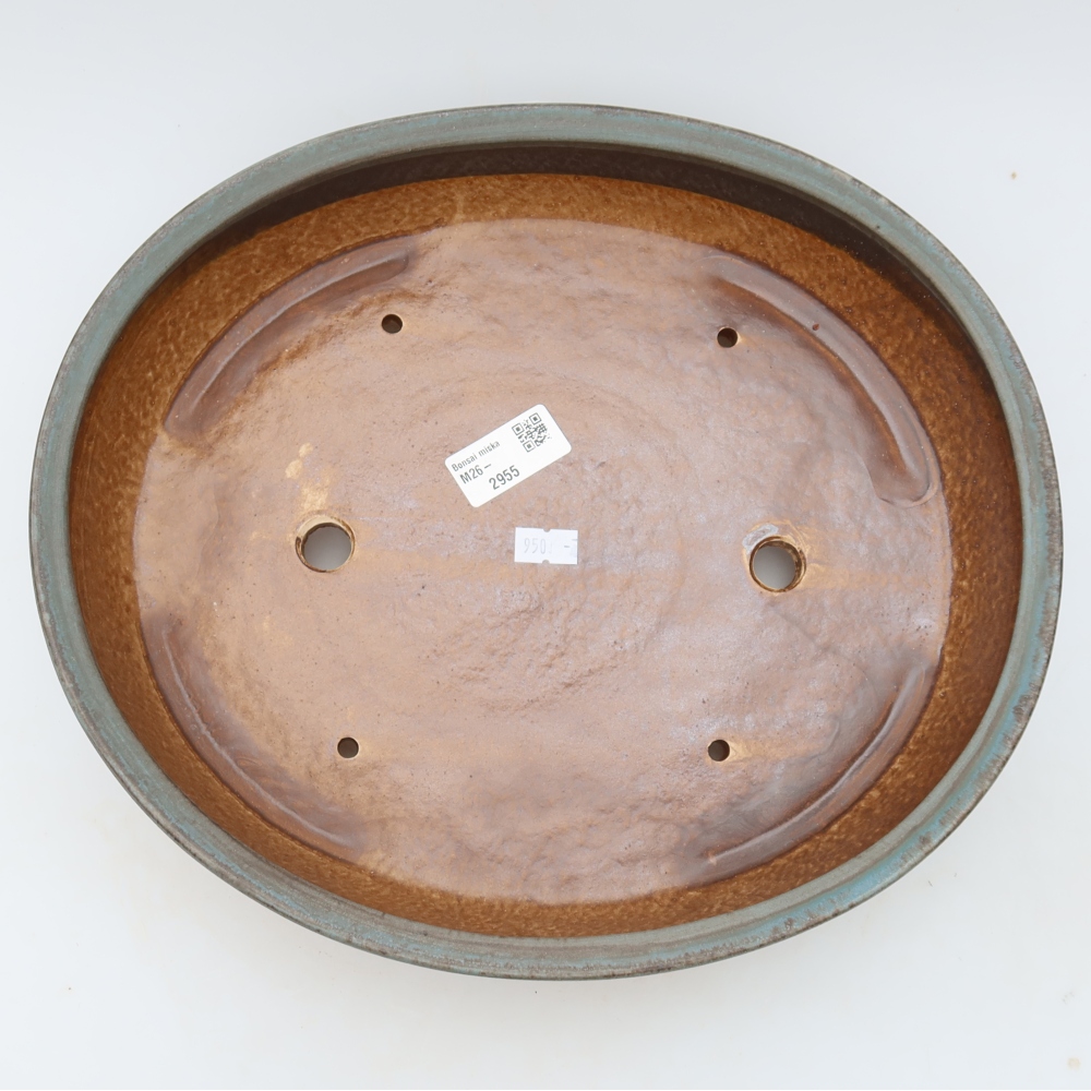 Pot à bonsaï en céramique 32 x 28 x 6,5 cm, couleur bleue