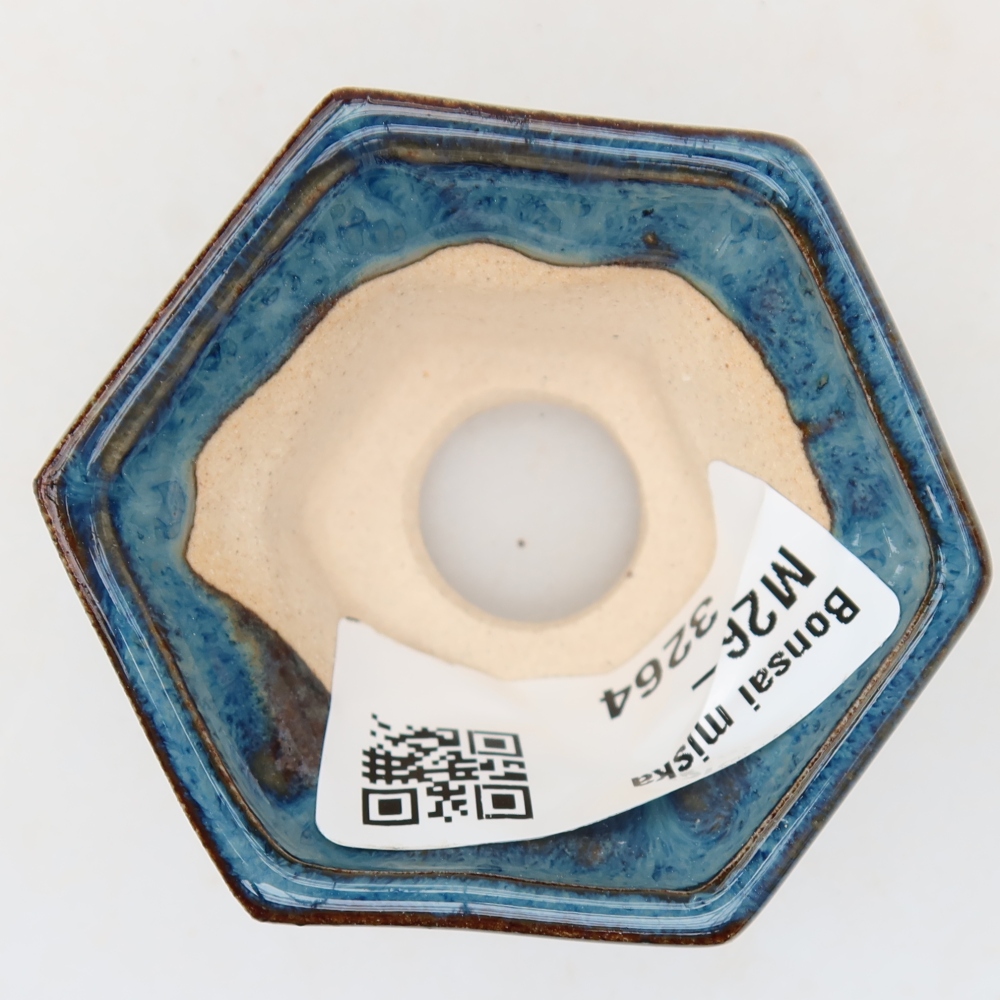 Pot à bonsaï en céramique 5,5 x 5 x 3 cm, couleur bleue