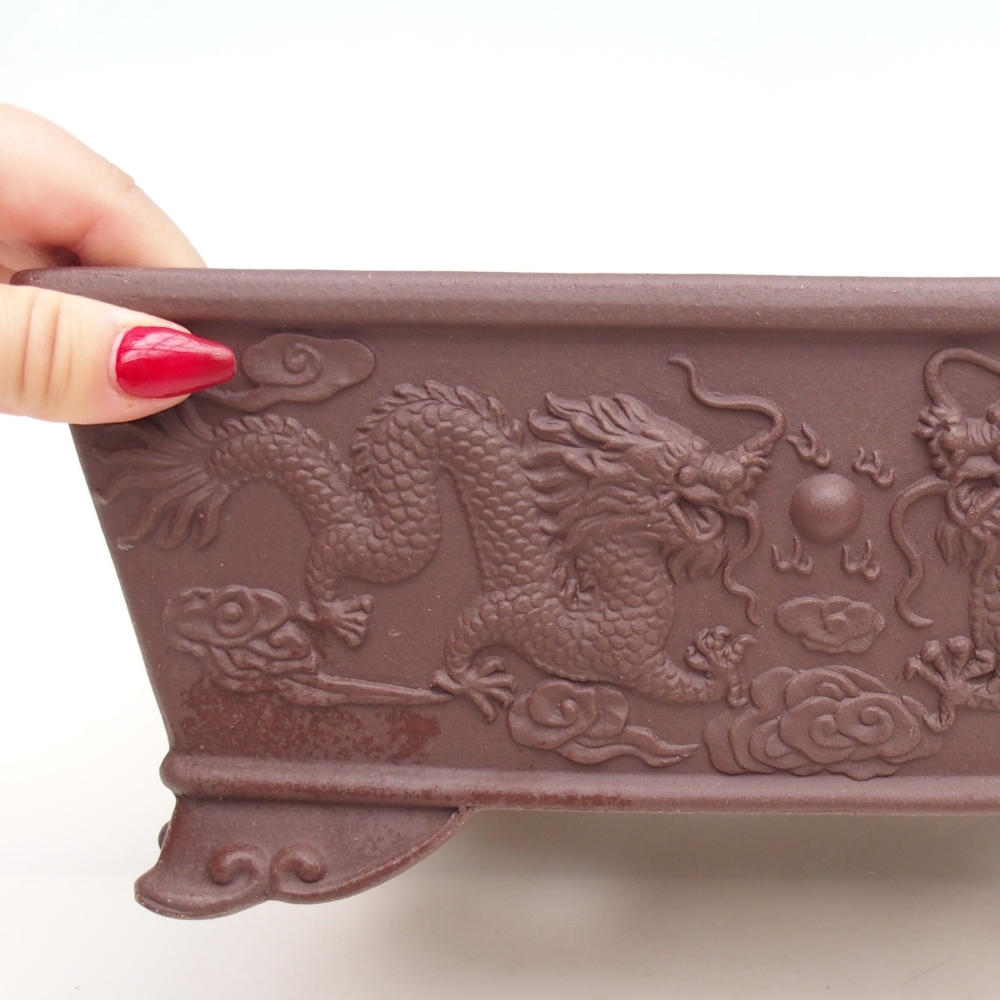 Bol à bonsaï en céramique 27,5 x 20 x 11 cm, brun