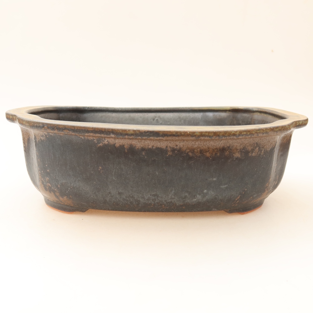 Pot à bonsaï en céramique 24,5 x 21 x 7,5 cm, couleur marron