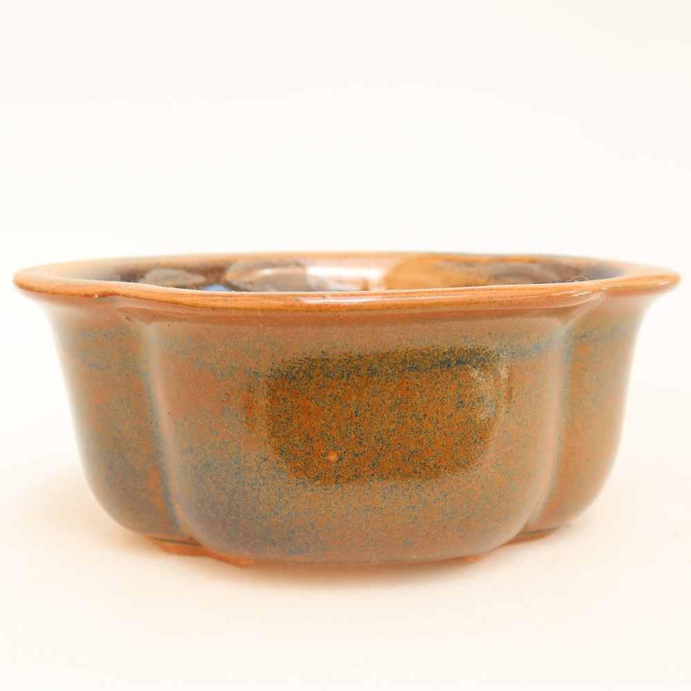 Pot à bonsaï en céramique 13,5 x 11 x 6 cm, couleur marron