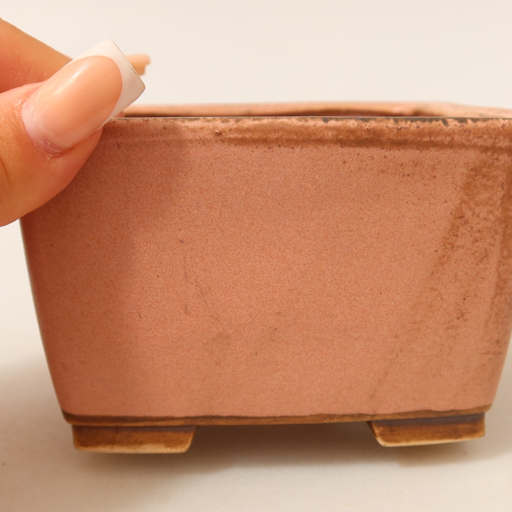 Bol à bonsaï en céramique 10,5 x 10,5 x 7 cm, rose