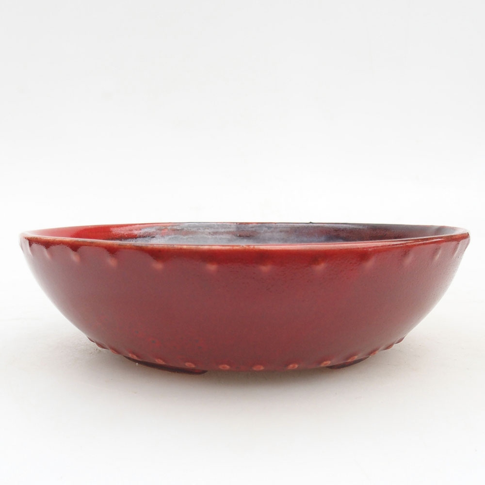 Bol à bonsaï en céramique 17,5 x 17,5 x 4,5 cm, couleur rouge