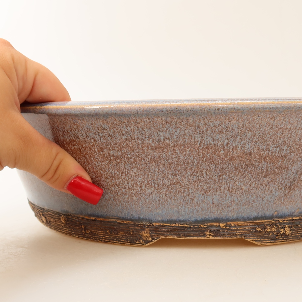 Pot à bonsaï en céramique 31 x 31 x 8 cm, couleur bleue