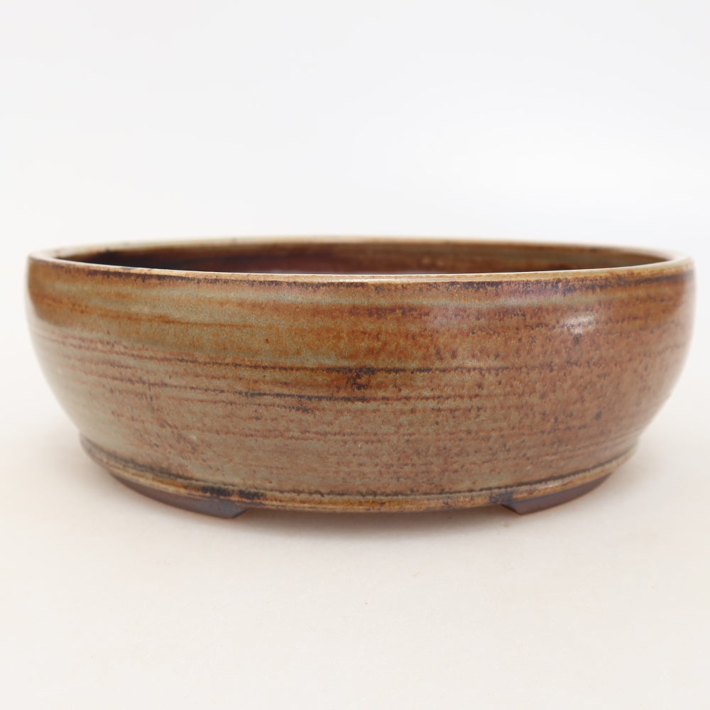 Pot à bonsaï en céramique 17 x 17 x 5,5 cm, couleur marron