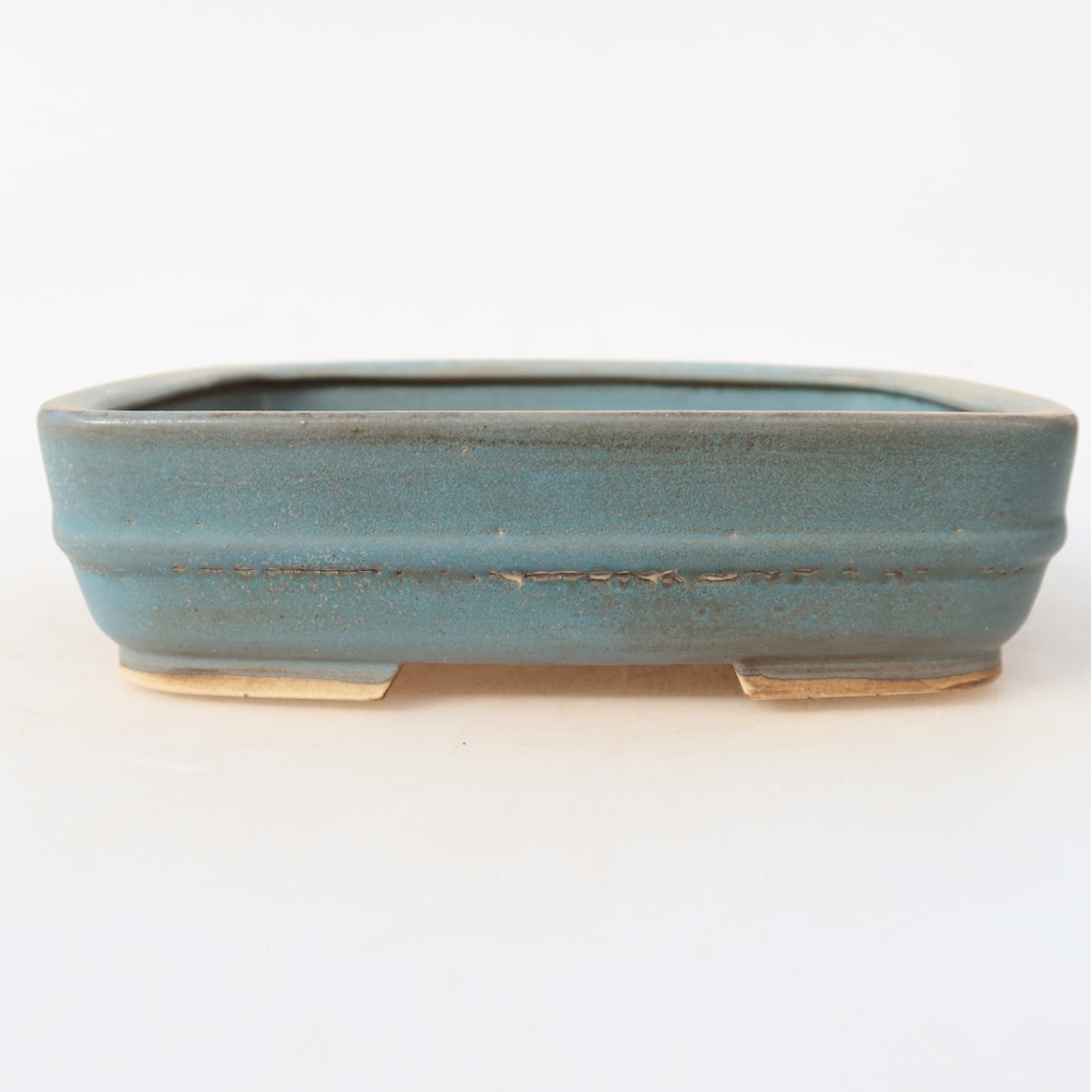 Pot à bonsaï en céramique 17 x 13,5 x 4,5 cm, couleur bleue