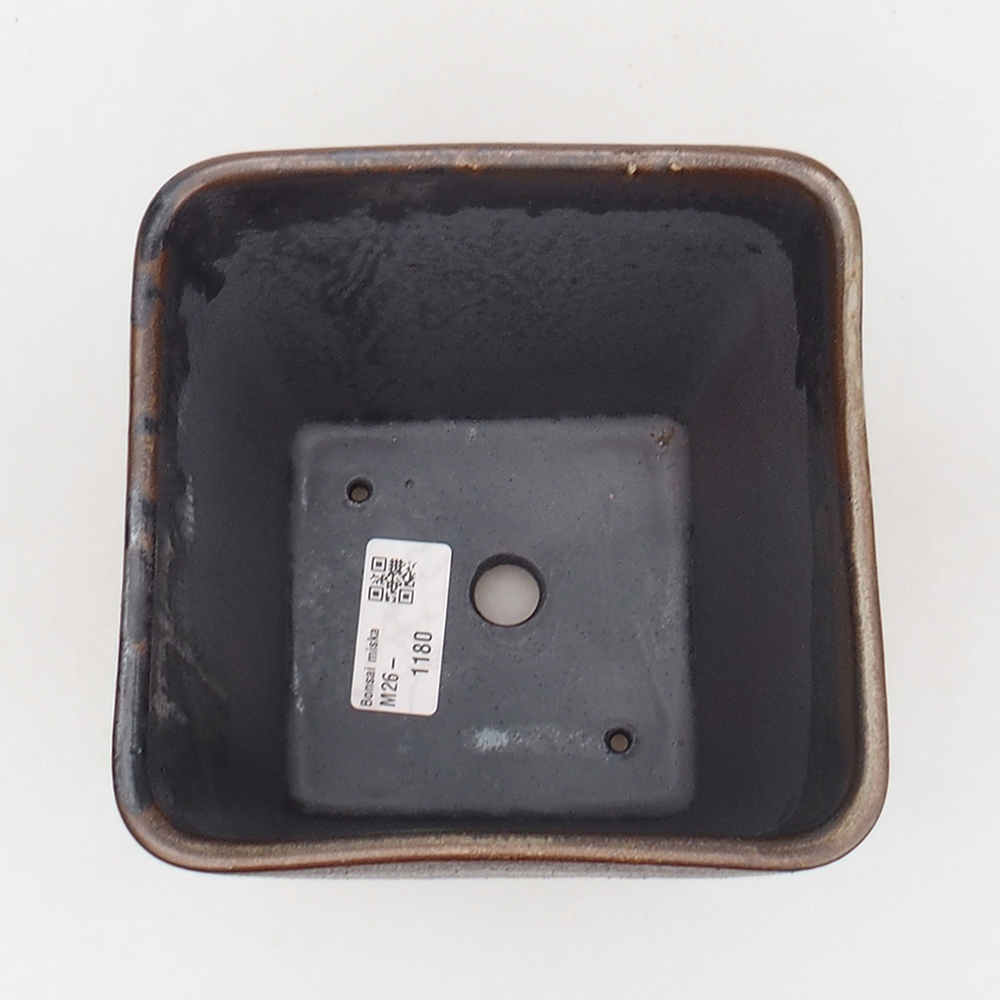 Bol à bonsaï en céramique 14 x 14 x 15 cm, brun