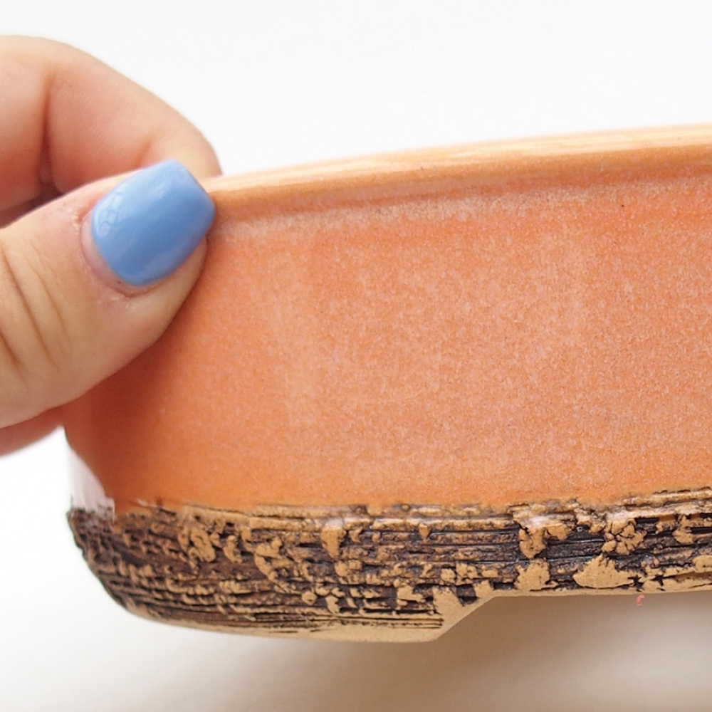 Bol à bonsaï en céramique 17,5 x 17,5 x 5 cm, orange
