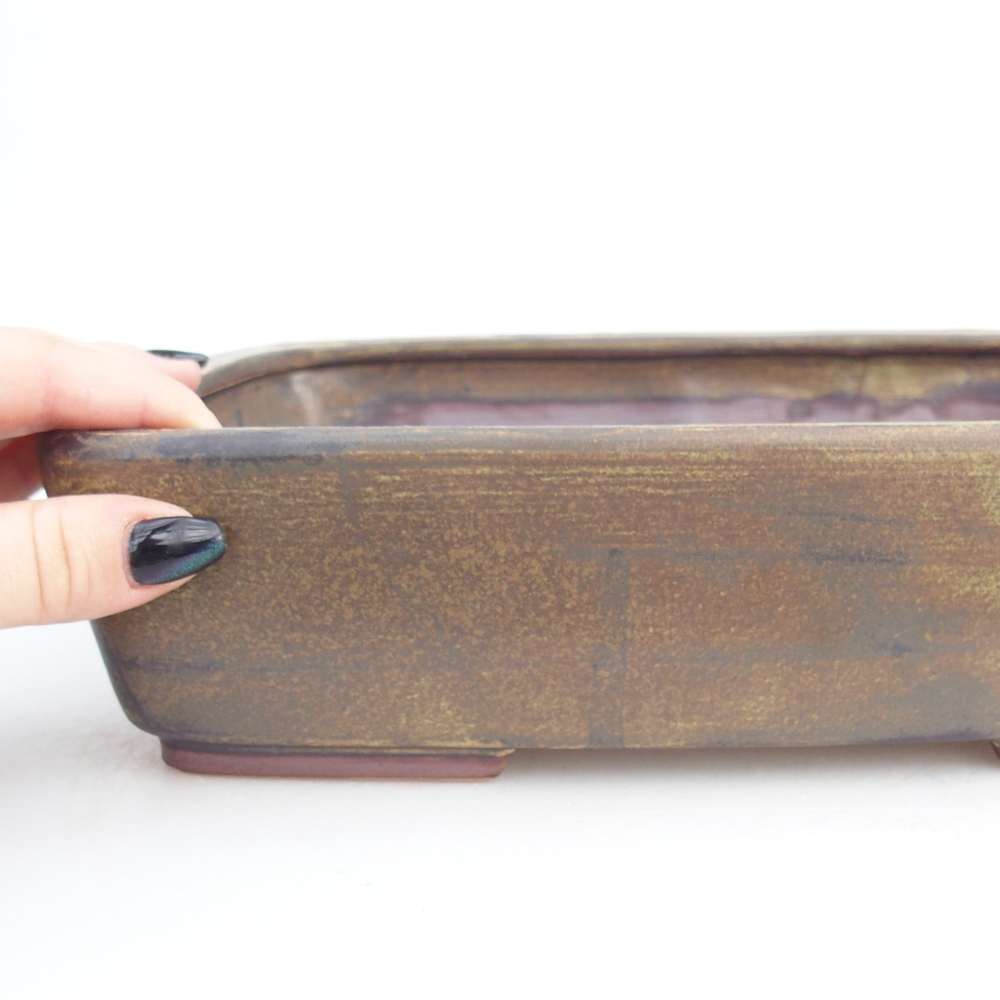 Bol à bonsaï en céramique 26,5 x 20,5 x 7 cm, vert