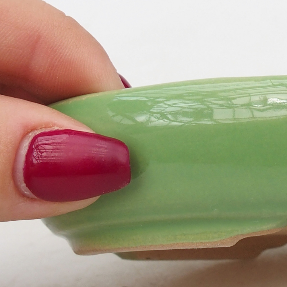 Bol à bonsaï en céramique 13,5 x 10 x 3 cm, vert