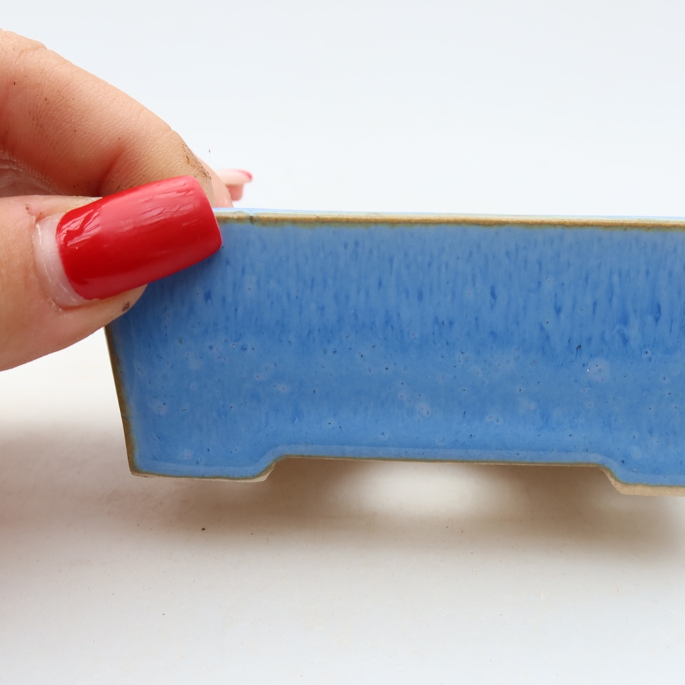 Pot à bonsaï en céramique 9 x 6,5 x 3,5 cm, couleur bleue