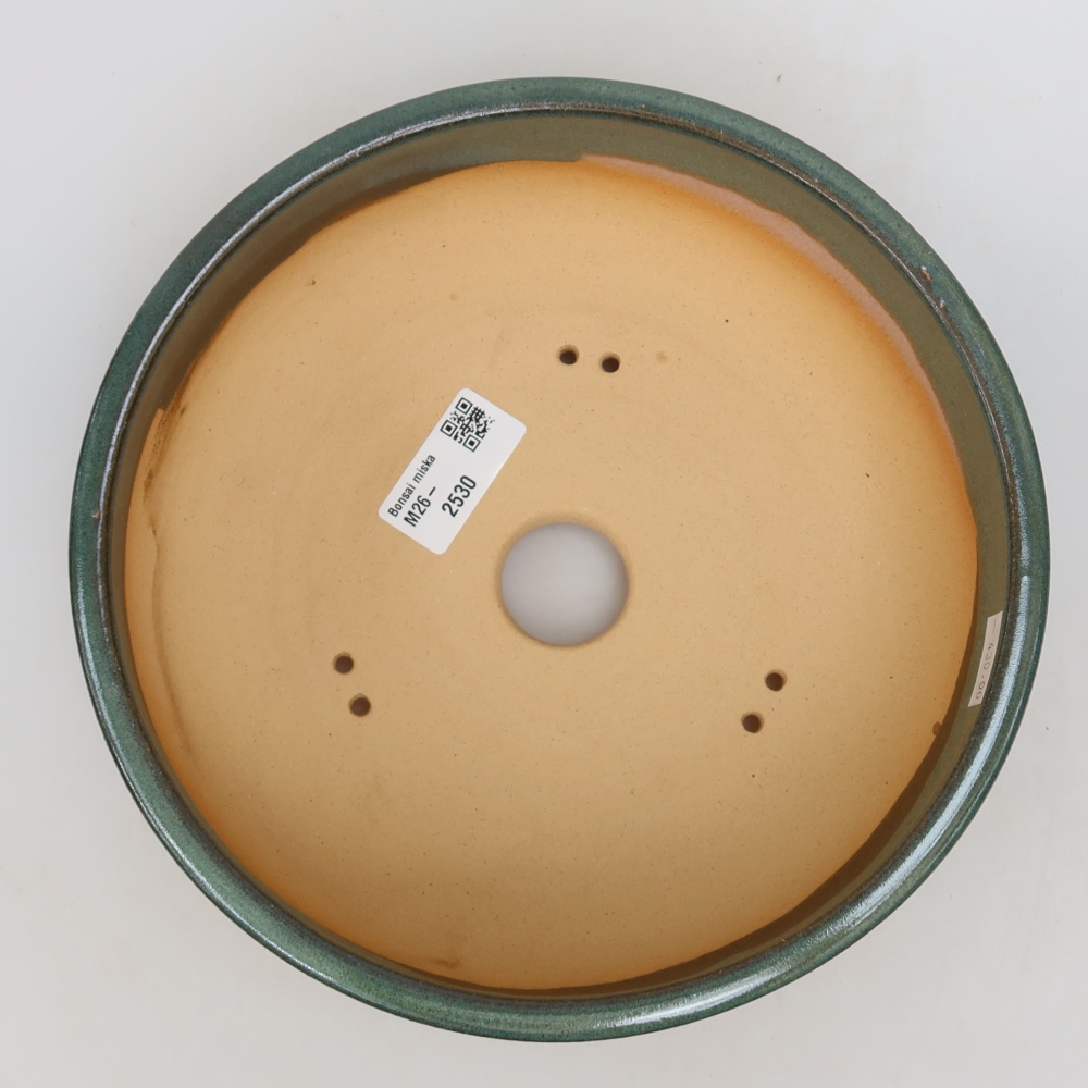 Pot à bonsaï en céramique 21,5 x 21,5 x 7 cm, couleur verte