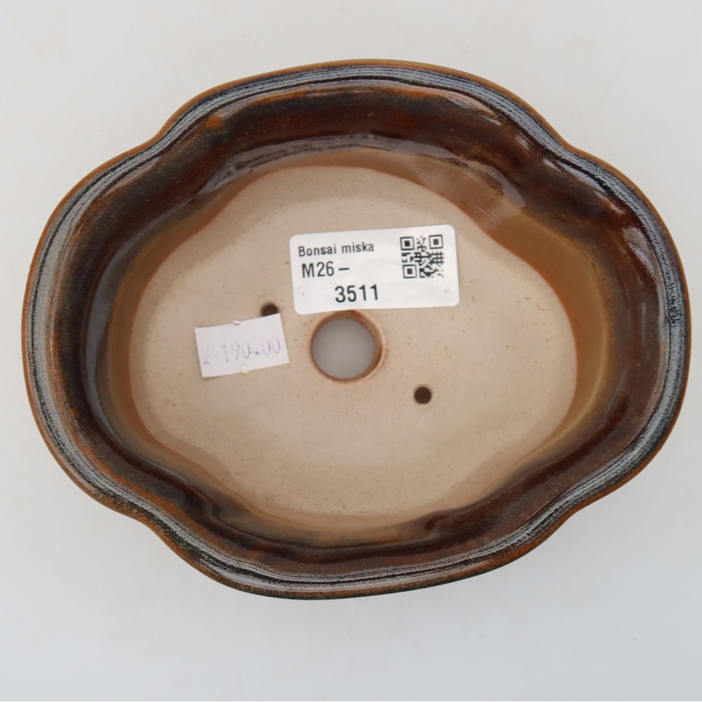 Pot à bonsaï en céramique 13,5 x 11 x 6 cm, couleur marron