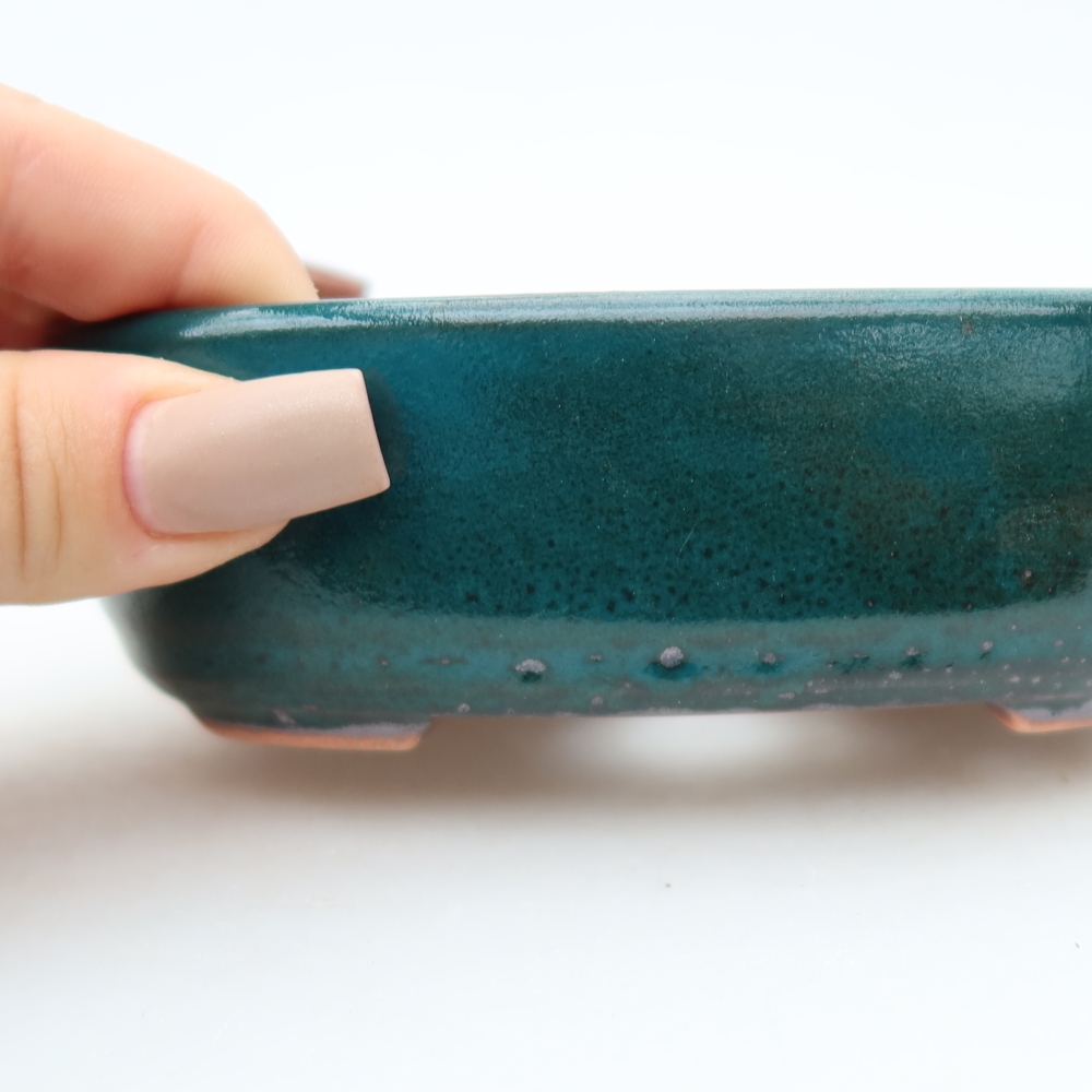Pot à bonsaï en céramique 13 x 8,5 x 4 cm, couleur verte