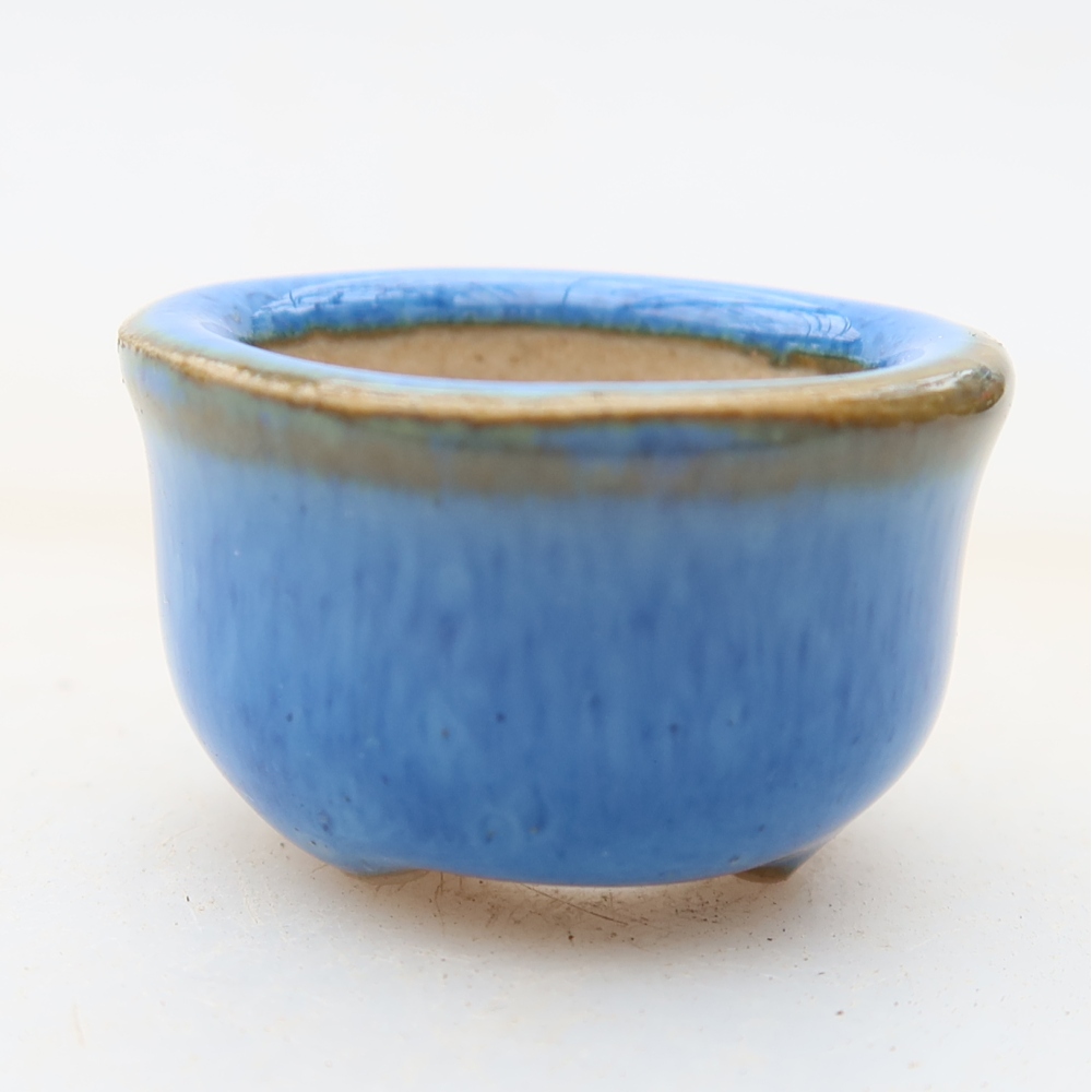 Pot à bonsaï en céramique 2,5 x 2,5 x 2 cm, couleur bleue
