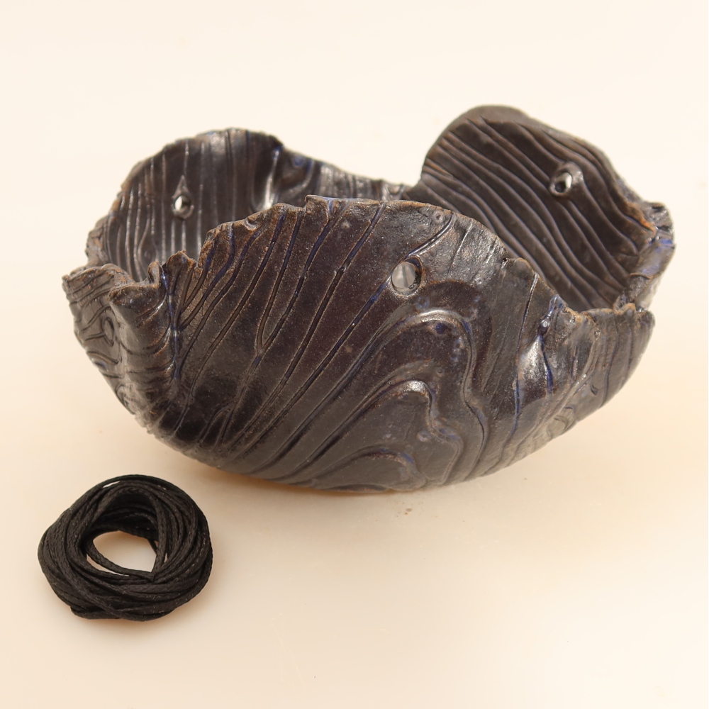 Coquille en céramique pour kokedama, 14 x 12 x 8,5 cm, couleur bleue