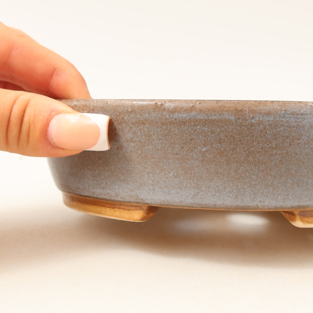 Pot à bonsaï en céramique 15 x 14 x 4 cm, couleur bleue